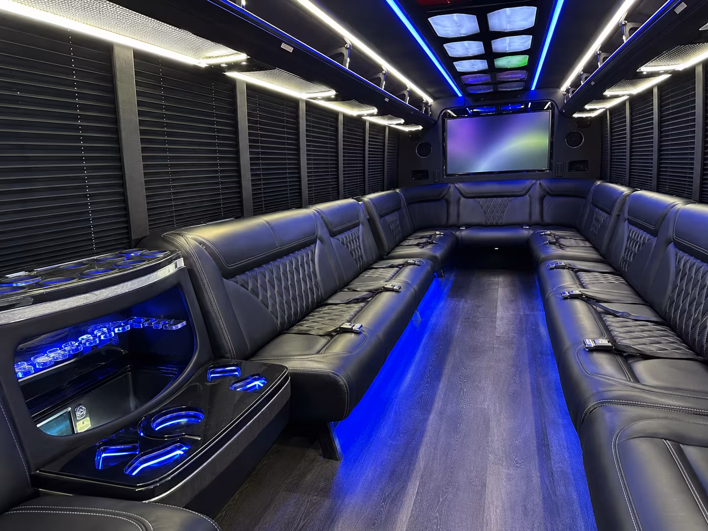 lake elsinore 20 passenger party bus inside