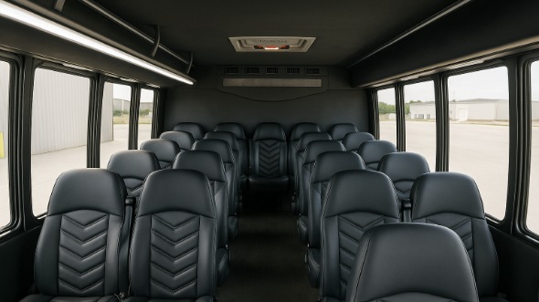 Interior of Charter Bus Company Lake Elsinore's 35 Passenger Minibus in Lake Elsinore