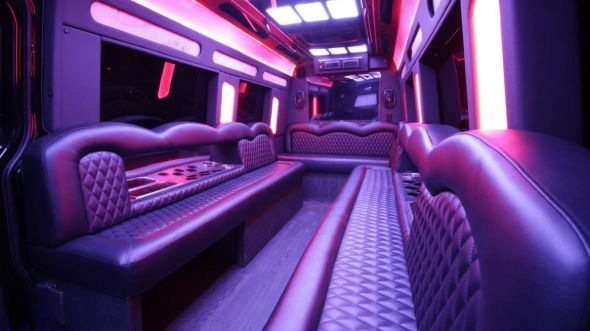 Interior of Charter Bus Company Lake Elsinore's Sprinter Limo in Lake Elsinore